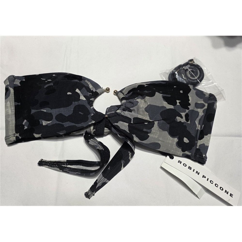 NWT Robin Piccone XS Bandeau Ring Camo Underwire Swimsuit 132401